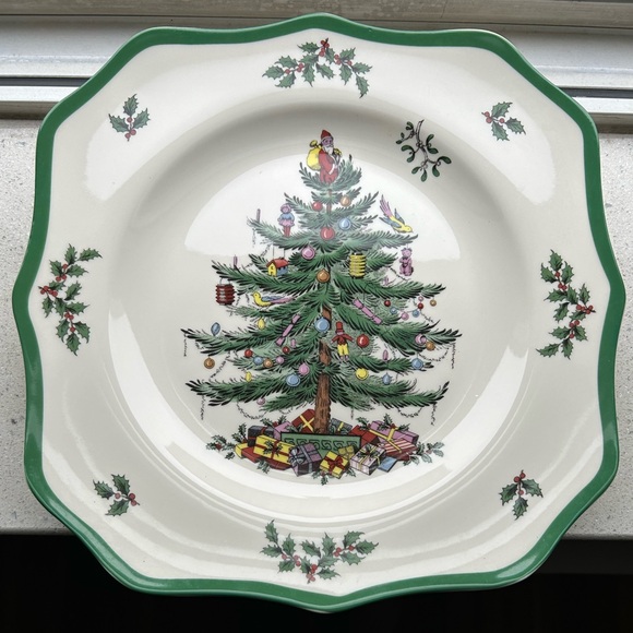 Spode Christmas Tree Plate with Black Markings Brand New - Picture 1 of 3
